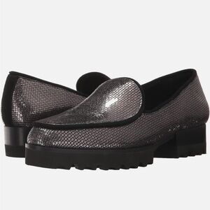 Donald J Pliner Womens Elen Leather Platform Loafer Carbon Size 7.5 M